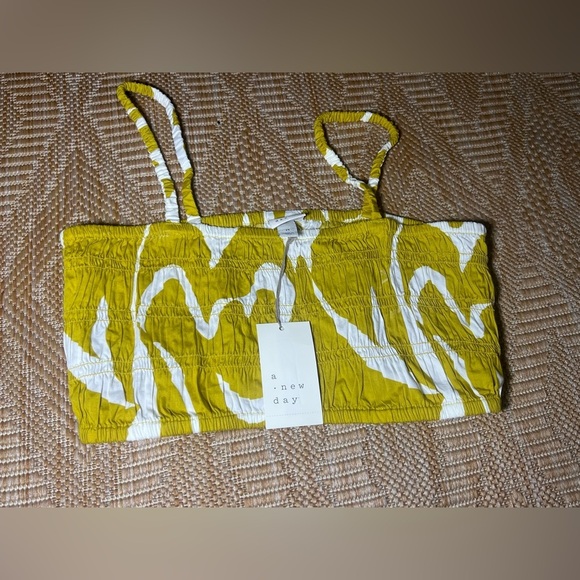 a new day Tops - A New Day Women's Smocked Slim Fit Crop Top, Yellow, Size M, Brand New,NWT
